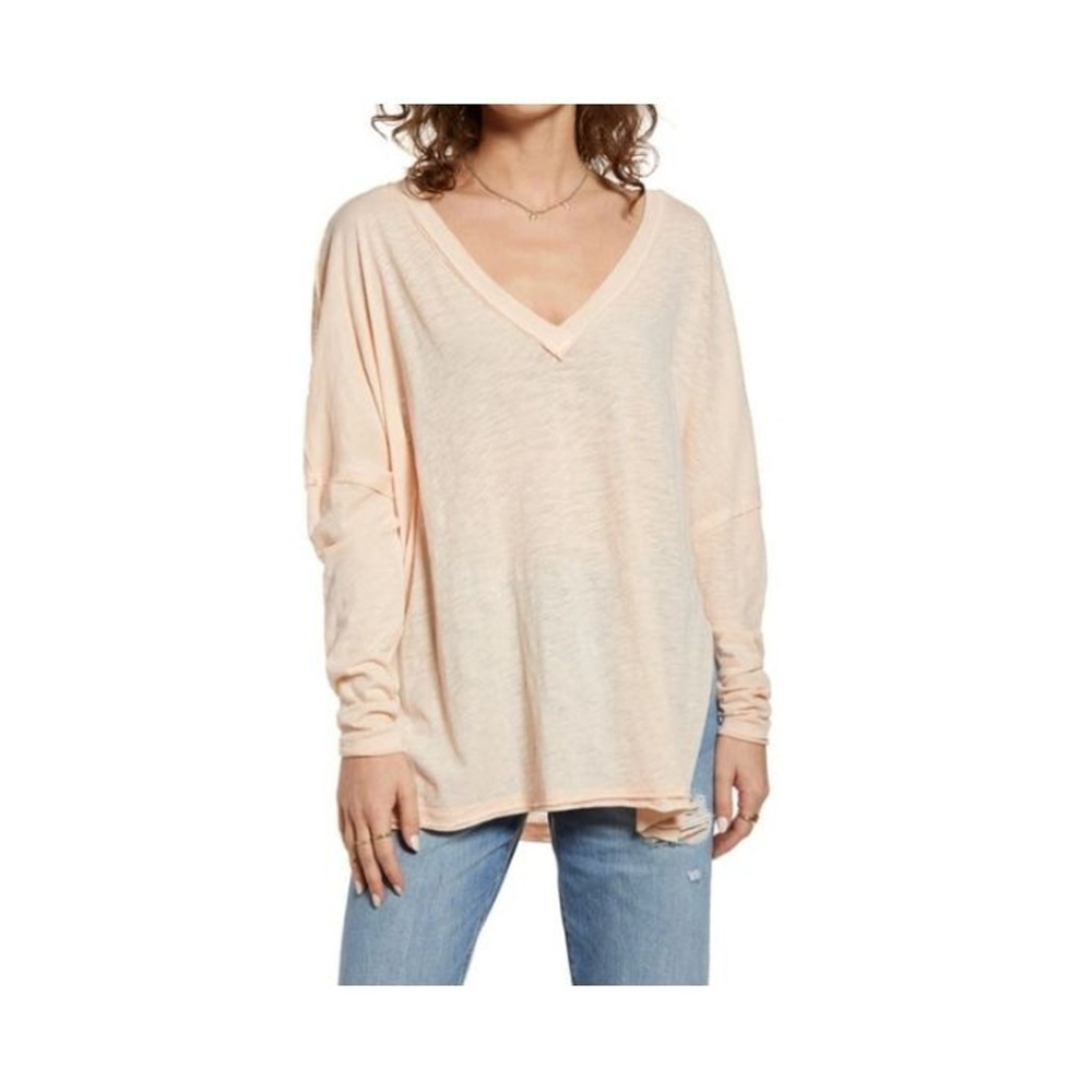 Free People ON MY MIND V-NECK SHIRT IN CRUSHED Sz S